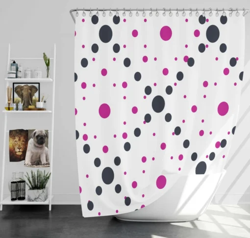 Purple Polka Dots Black Polka Dots Diagonal Shower Curtain