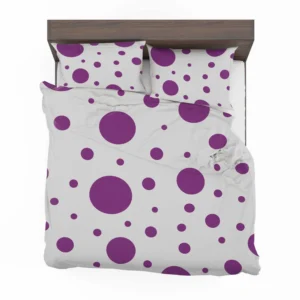 Purple Polka Dots On Grey Background Bedding Set 2