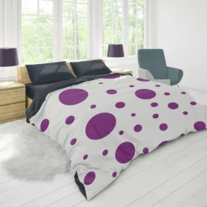 Purple Polka Dots On Grey Background Duvet Cover 1