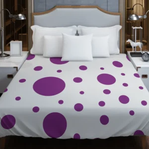 Purple Polka Dots On Grey Background Duvet Cover