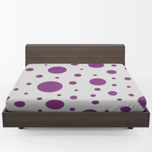 Purple Polka Dots On Grey Background Fitted Sheet 1