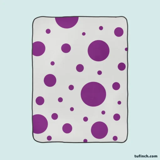 Purple Polka Dots On Grey Background Fleece Blanket 1