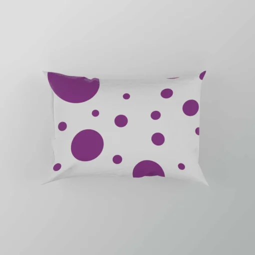 Purple Polka Dots On Grey Background Pillow Case