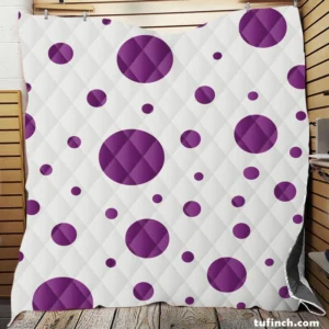 Purple Polka Dots On Grey Background Quilt Blanket