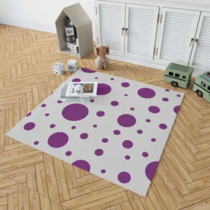 Purple Polka Dots On Grey Background Rug 1