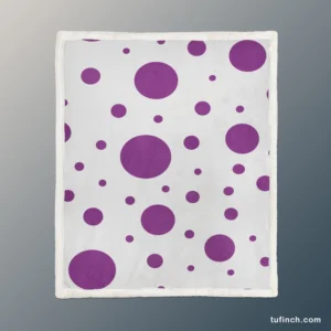 Purple Polka Dots On Grey Background Sherpa Fleece Blanket 1