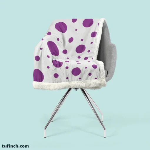 Purple Polka Dots On Grey Background Sherpa Fleece Blanket 2