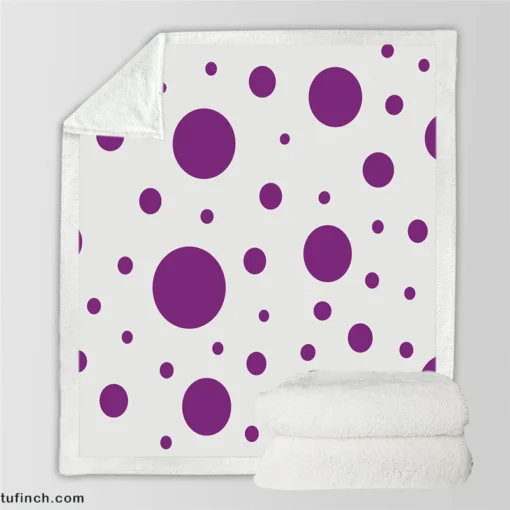 Purple Polka Dots On Grey Background Sherpa Fleece Blanket