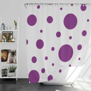 Purple Polka Dots On Grey Background Shower Curtain