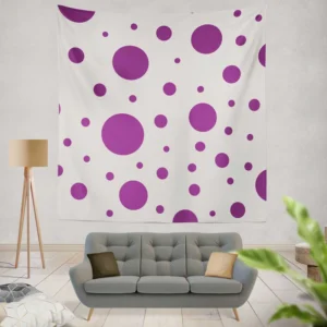 Purple Polka Dots On Grey Background Wall Tapestry