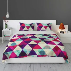 Purple Red Pink Blue Triangle On White Bedding Set 1