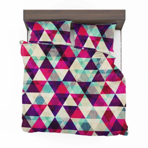 Purple Red Pink Blue Triangle On White Bedding Set 2