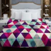 Purple Red Pink Blue Triangle On White Duvet Cover