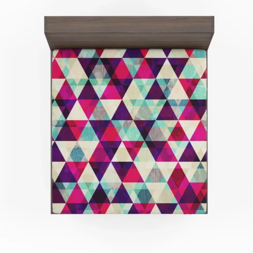 Purple Red Pink Blue Triangle On White Fitted Sheet