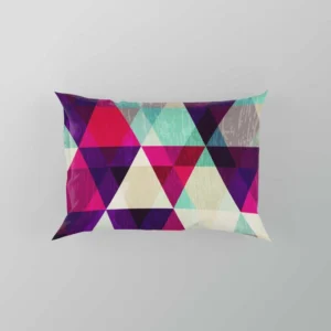 Purple Red Pink Blue Triangle On White Pillow Case