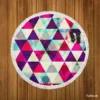 Purple Red Pink Blue Triangle On White Round Beach Towel