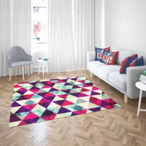 Purple Red Pink Blue Triangle On White Rug 2