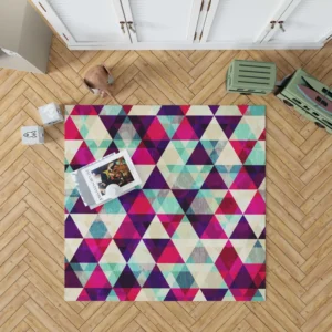 Purple Red Pink Blue Triangle On White Rug