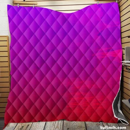 Purple Red Watercolor Gradient Quilt Blanket