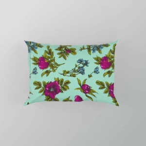 Purple Rosa Canina Floral Pattern Pillow Case