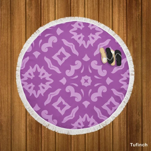 Purple Songket Design Round Beach Towel