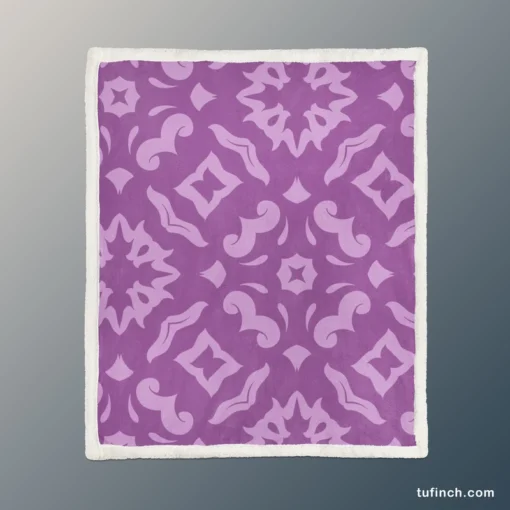 Purple Songket Design Sherpa Fleece Blanket 1