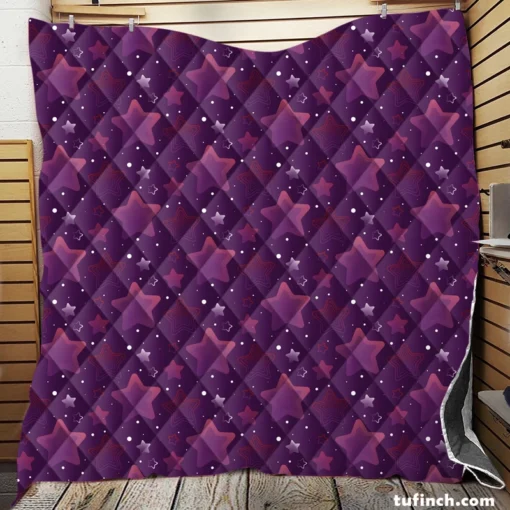 Purple Stars Pattern Quilt Blanket