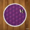 Purple Stars Pattern Round Beach Towel