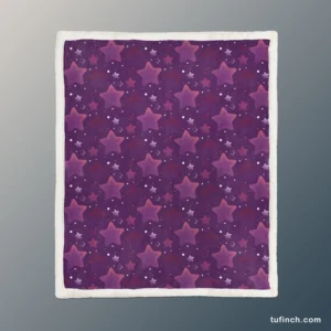 Purple Stars Pattern Sherpa Fleece Blanket 1