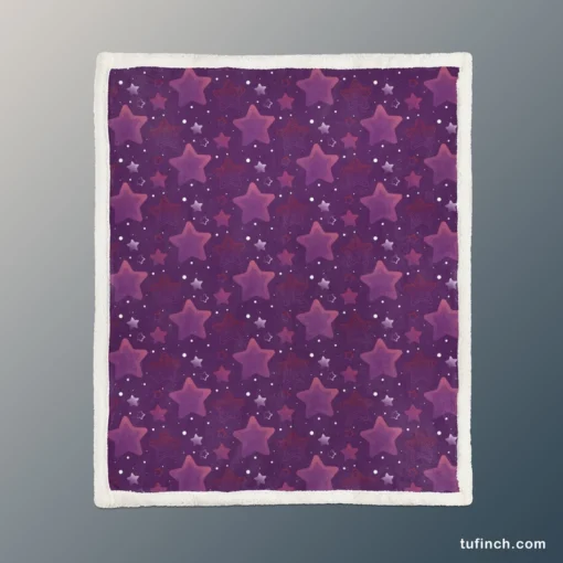 Purple Stars Pattern Sherpa Fleece Blanket 1