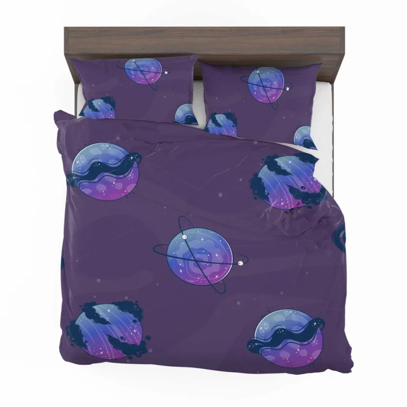 Purple Theme Saturn Planets Bedding Set 2