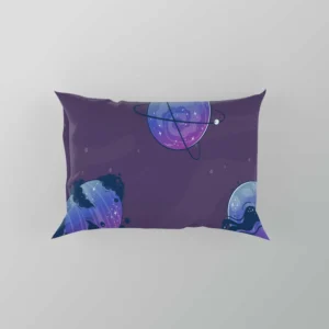 Purple Theme Saturn Planets Pillow Case