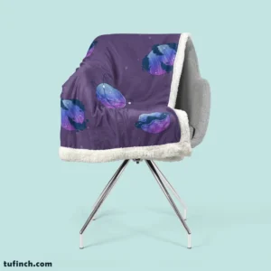 Purple Theme Saturn Planets Sherpa Fleece Blanket 2