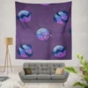 Purple Theme Saturn Planets Wall Tapestry