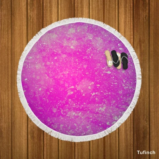 Purple Watercolor Abstract Grunge Round Beach Towel