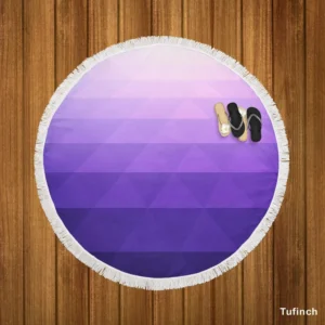 Purple White Gradient Triangle Round Beach Towel