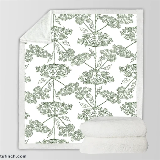 Queen Anne's Lace Floral Pattern Sherpa Fleece Blanket