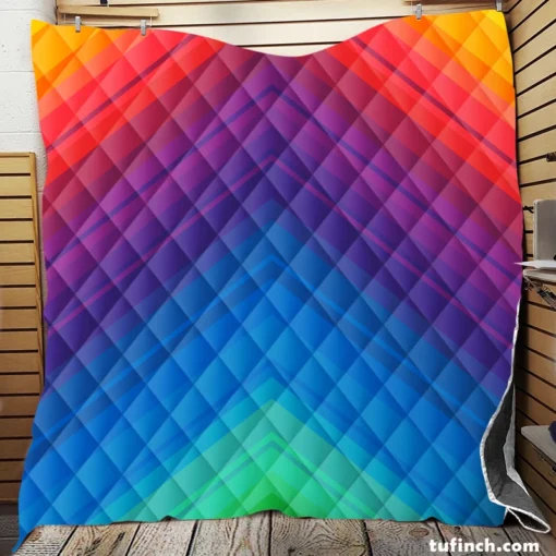 Rainbow Abstract Background Quilt Blanket