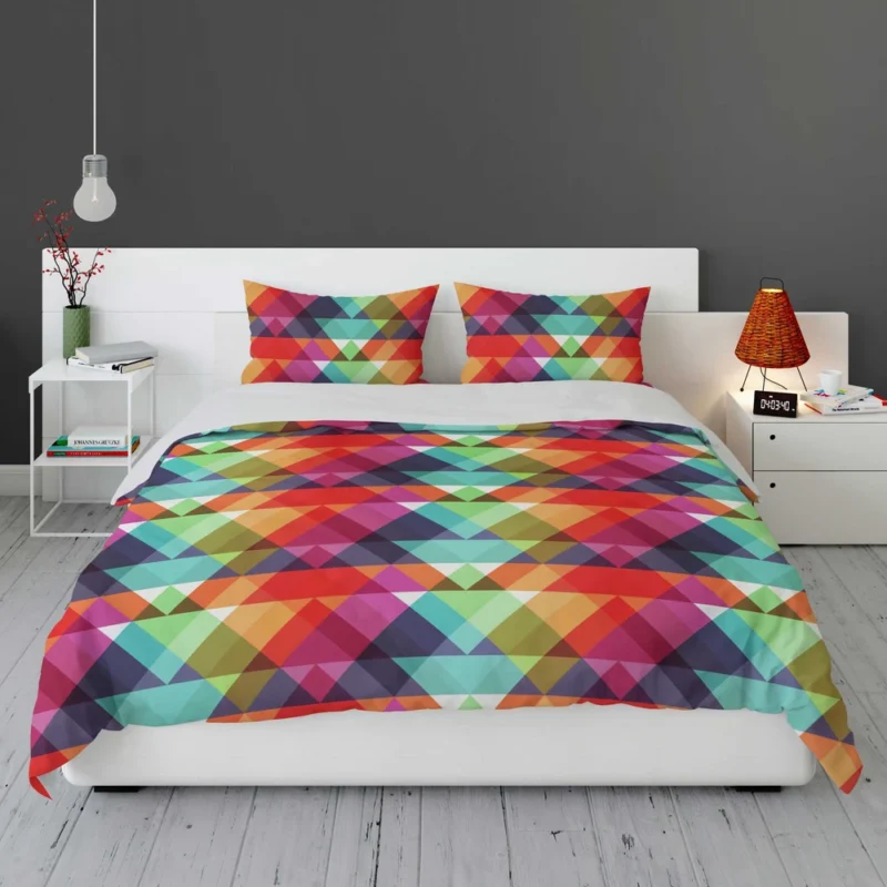 Rainbow Color Blurry Triangle Bedding Set 1