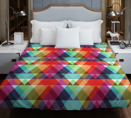 Rainbow Color Blurry Triangle Duvet Cover