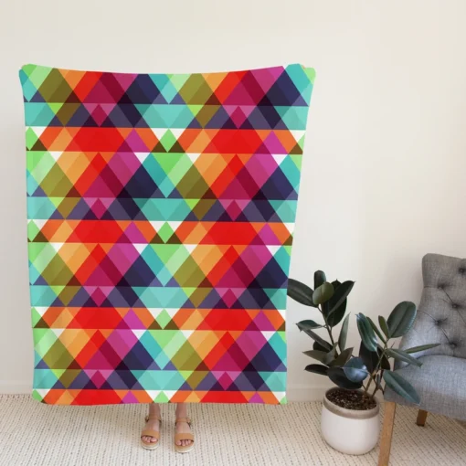 Rainbow Color Blurry Triangle Fleece Blanket