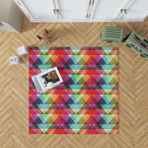 Rainbow Color Blurry Triangle Rug