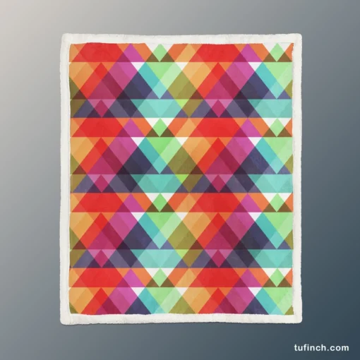 Rainbow Color Blurry Triangle Sherpa Fleece Blanket 1