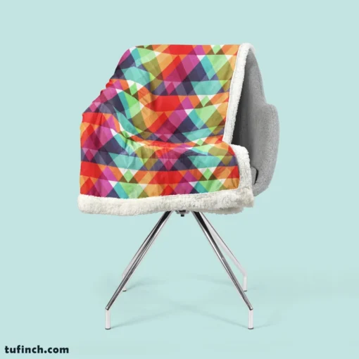 Rainbow Color Blurry Triangle Sherpa Fleece Blanket 2