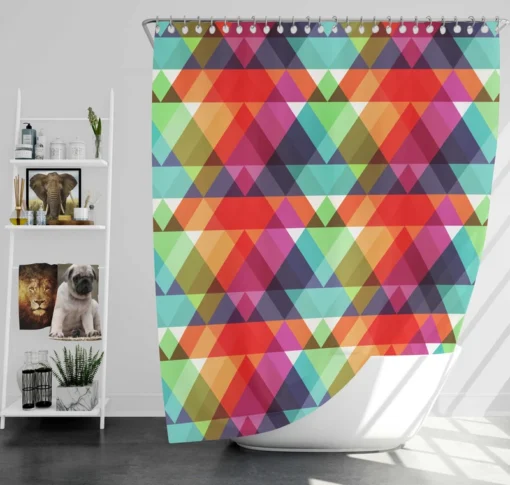 Rainbow Color Blurry Triangle Shower Curtain