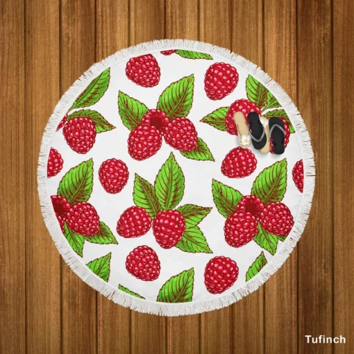 Raspberries Design Round Beach Towel