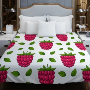 Raspberry And Leaves Pattern Duvet Cover