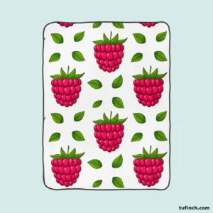 Raspberry And Leaves Pattern Fleece Blanket 1