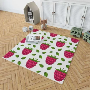 Raspberry And Leaves Pattern Rug 1