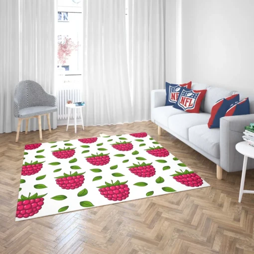 Raspberry And Leaves Pattern Rug 2